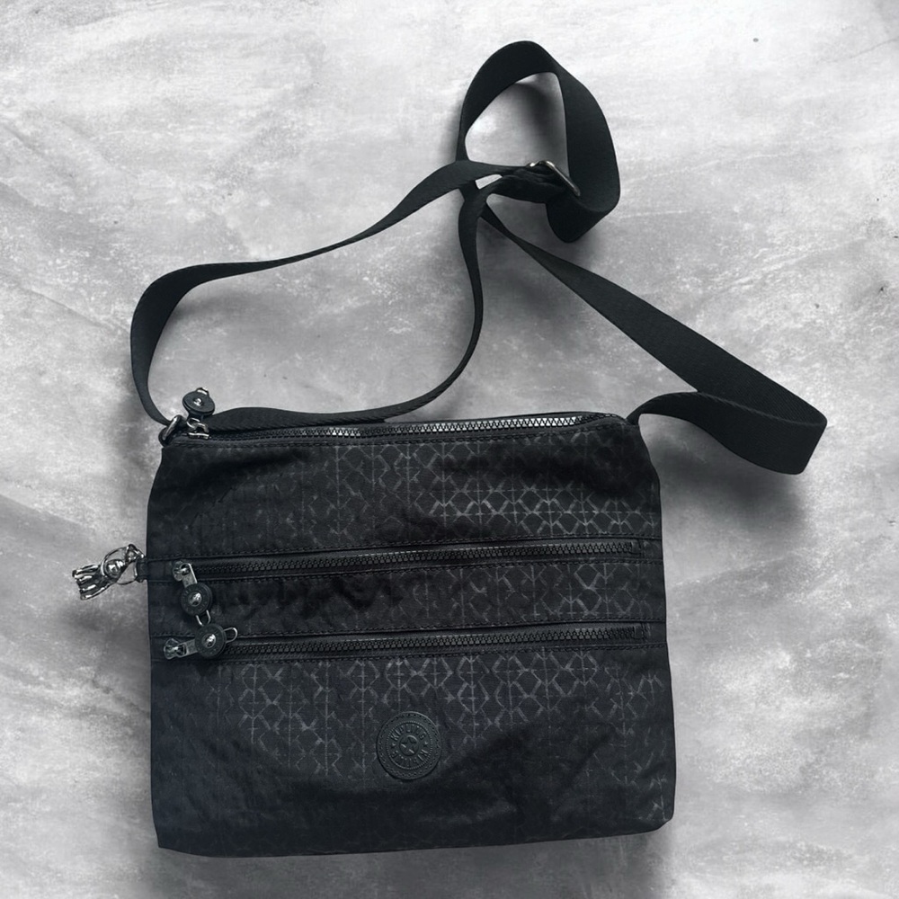 Kipling Nylon Crossbody Bag 🖤 Black Multi-Zip Lightweight Travel Purse MSRP $79